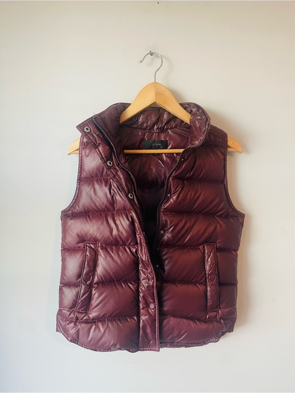 J. Crew Merlot Quilted Down Vest